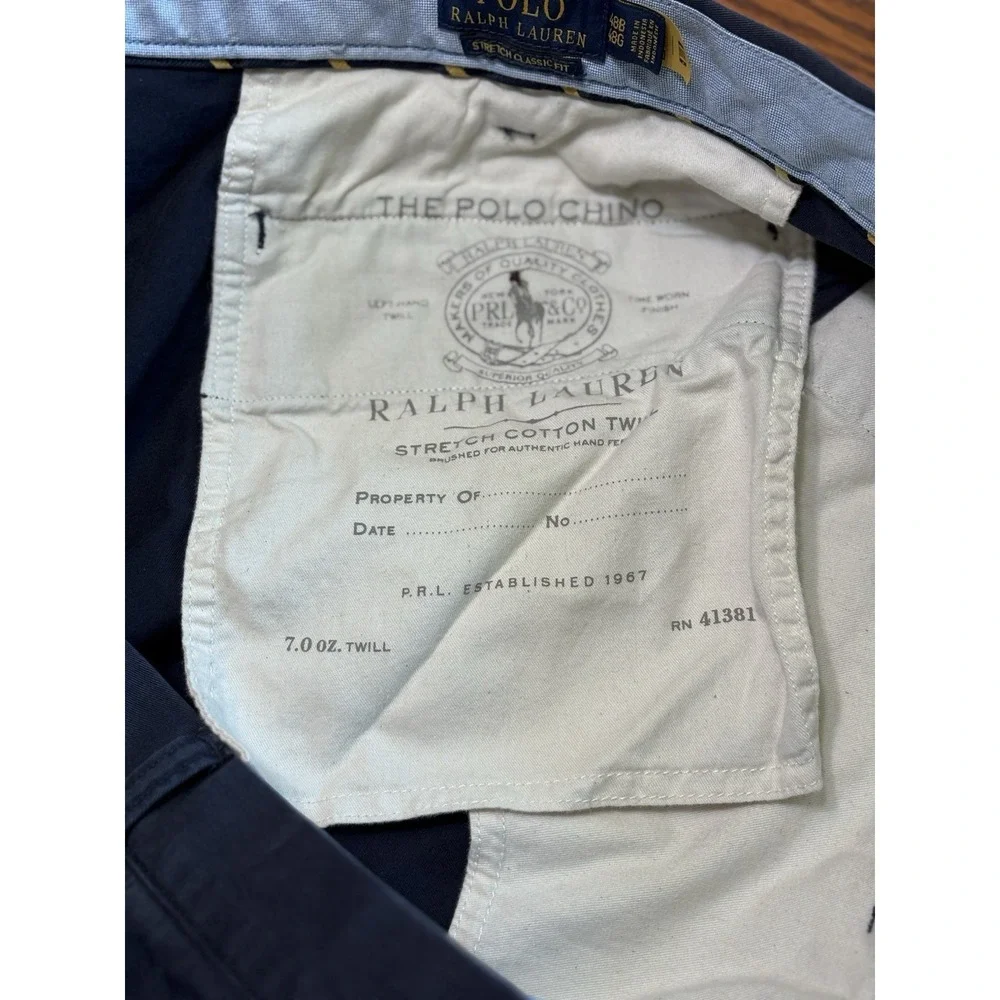 Shorts Navy Blue Polo Ralph Lauren Mens Chino Stretch Classic Size 48B